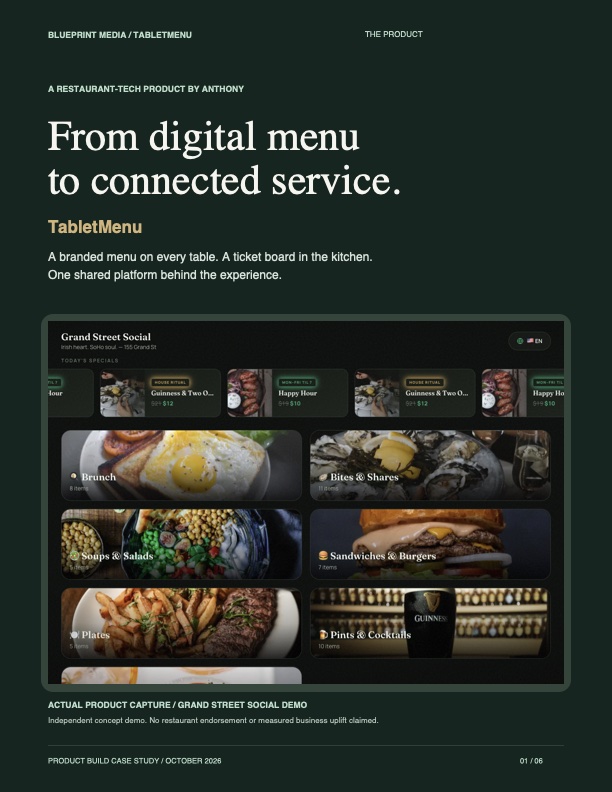 TabletMenu product case study cover with Grand Street Social demo