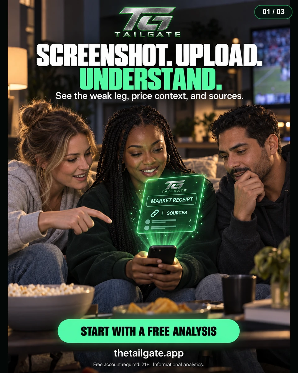 Tailgate product-explanation graphic carrying the green interface motif into an indoor social scene.