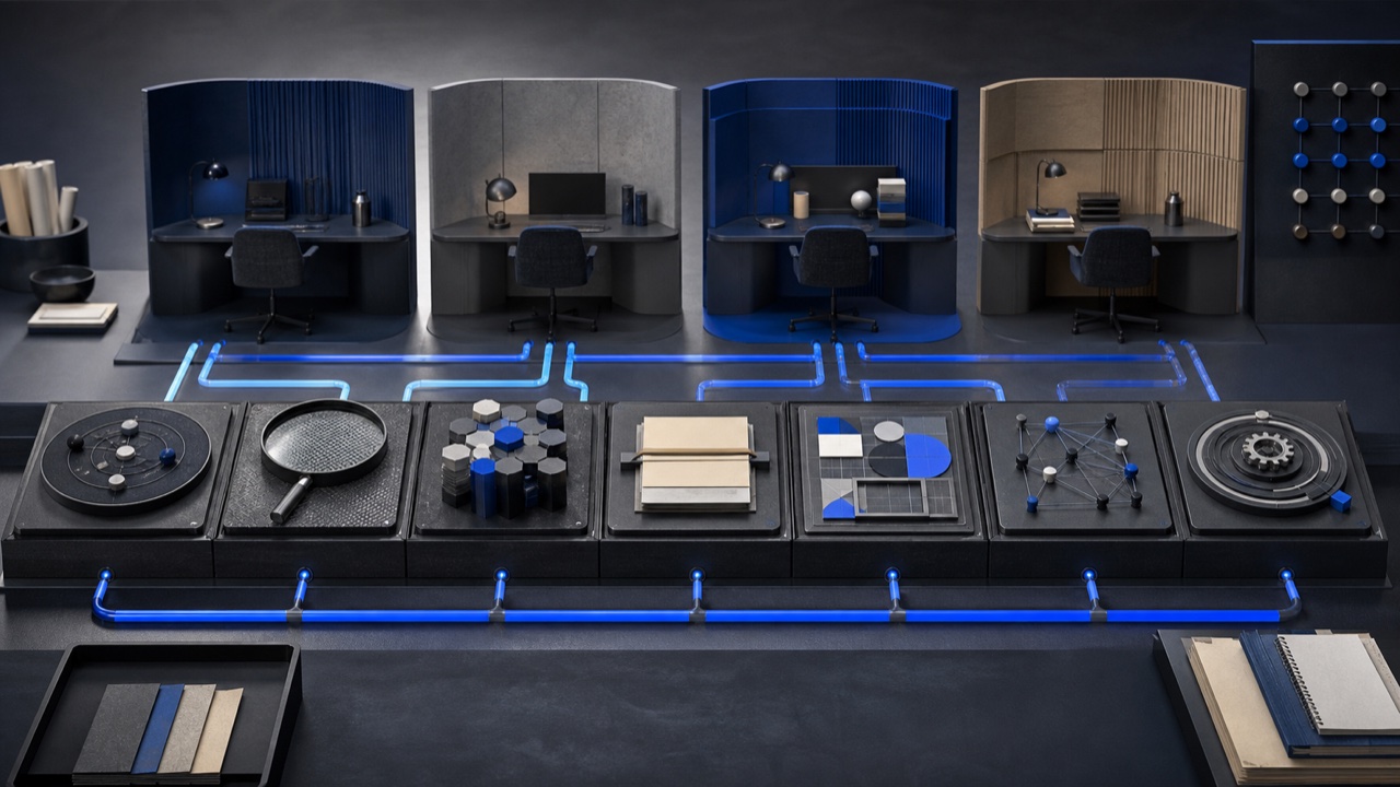 Seven content production modules feeding several industry workstations through one connected budget system.