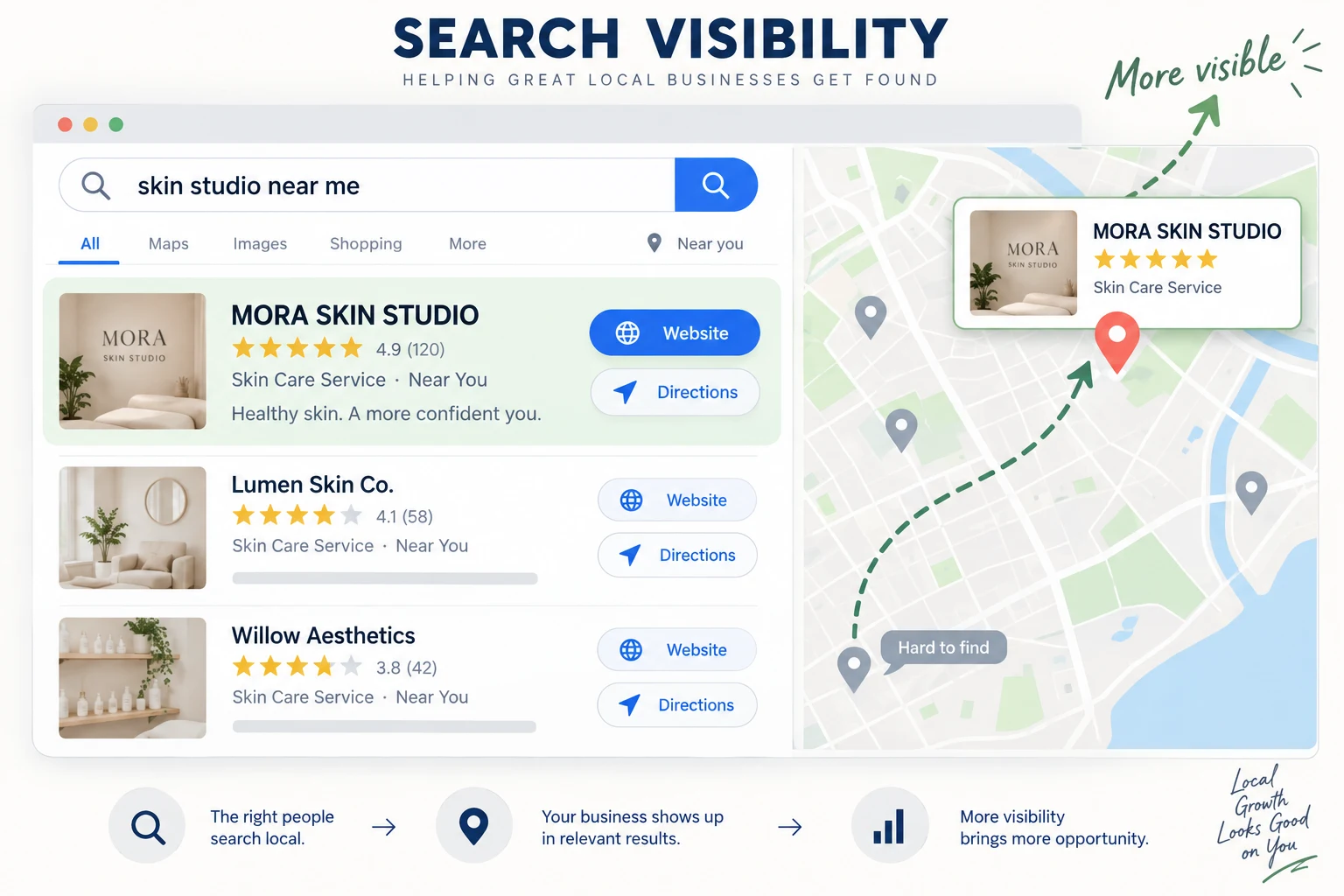 Conceptual local search visibility example